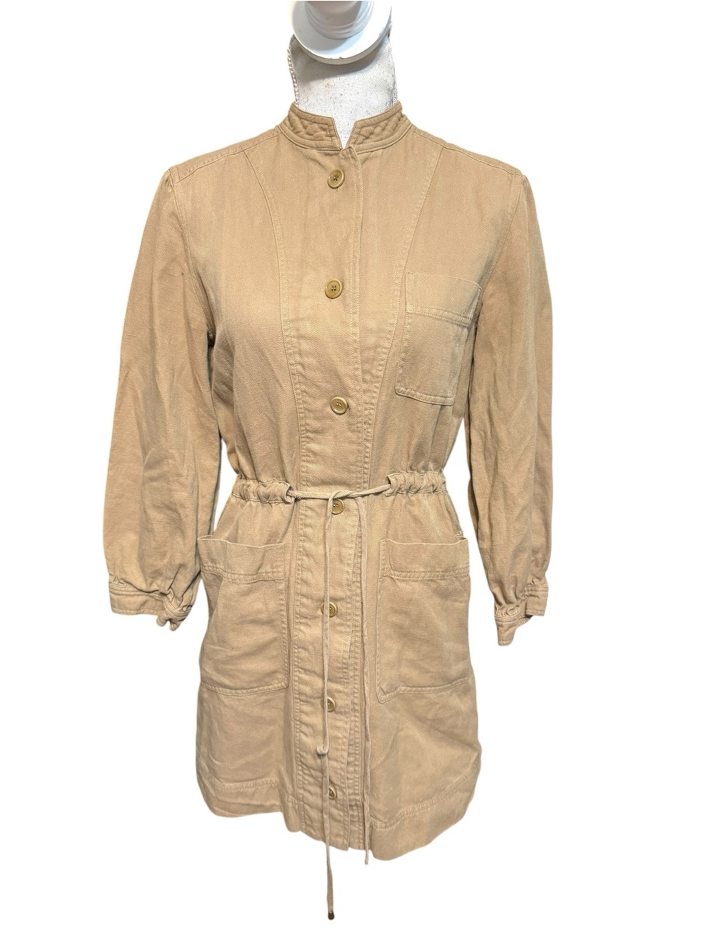 Apiece Apart Women's Nueva Aragon Mini Camel Tan Linen Cotton Button Dress Sz‎ 2